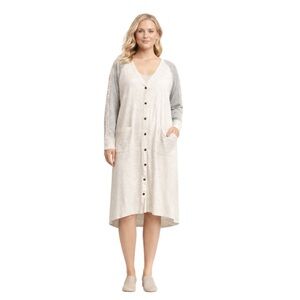 NWT Grey State Button Front Midi Geo Lace Duster Heather Gray Combo, Size L (3)